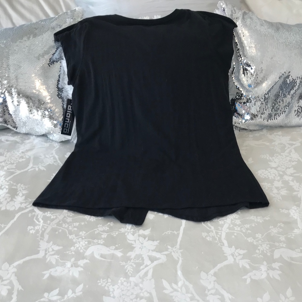 NWT Bianca Nygard Women’s Black Short Sleeve Asymmetrical Tunic T-Shirt